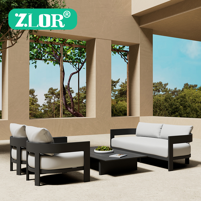 Outdoor Furniture Rh - Modern Aluminum Outdoor Sofa Set L-Shaped