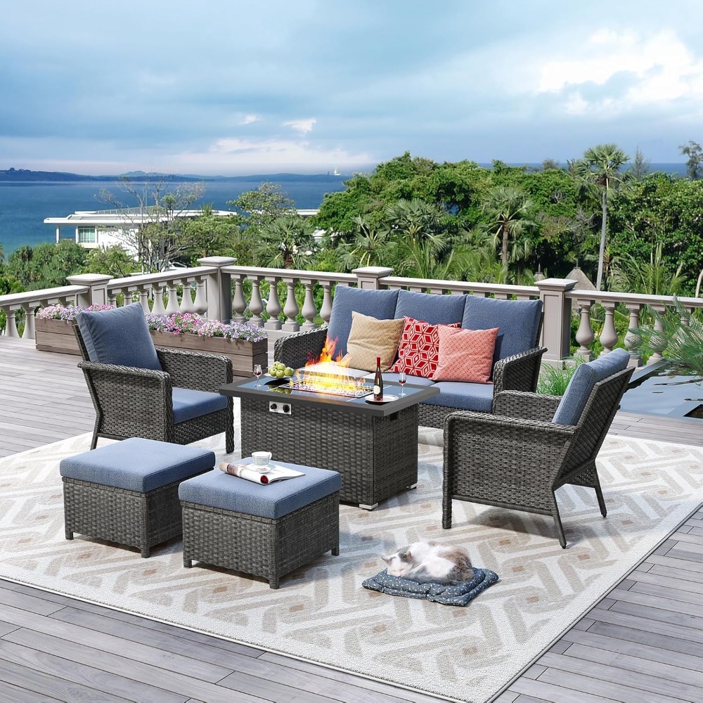 Outdoor Furniture Fire Pit Set - Outdoor Patio Furniture Set With 44