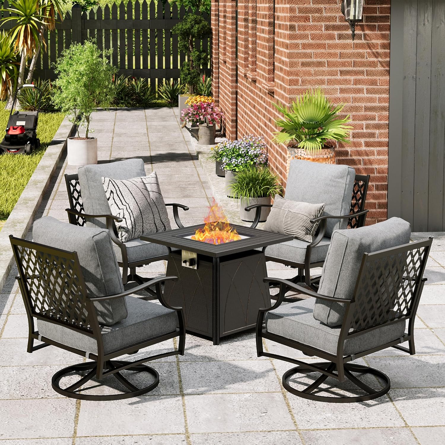 Outdoor Furniture Fire Pit Set - Patio Furniture Set with Fire Pit