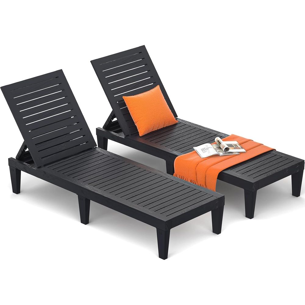 Deck Chair Lounger - Weather-Resistant Outdoor Lounge Chairs Set of