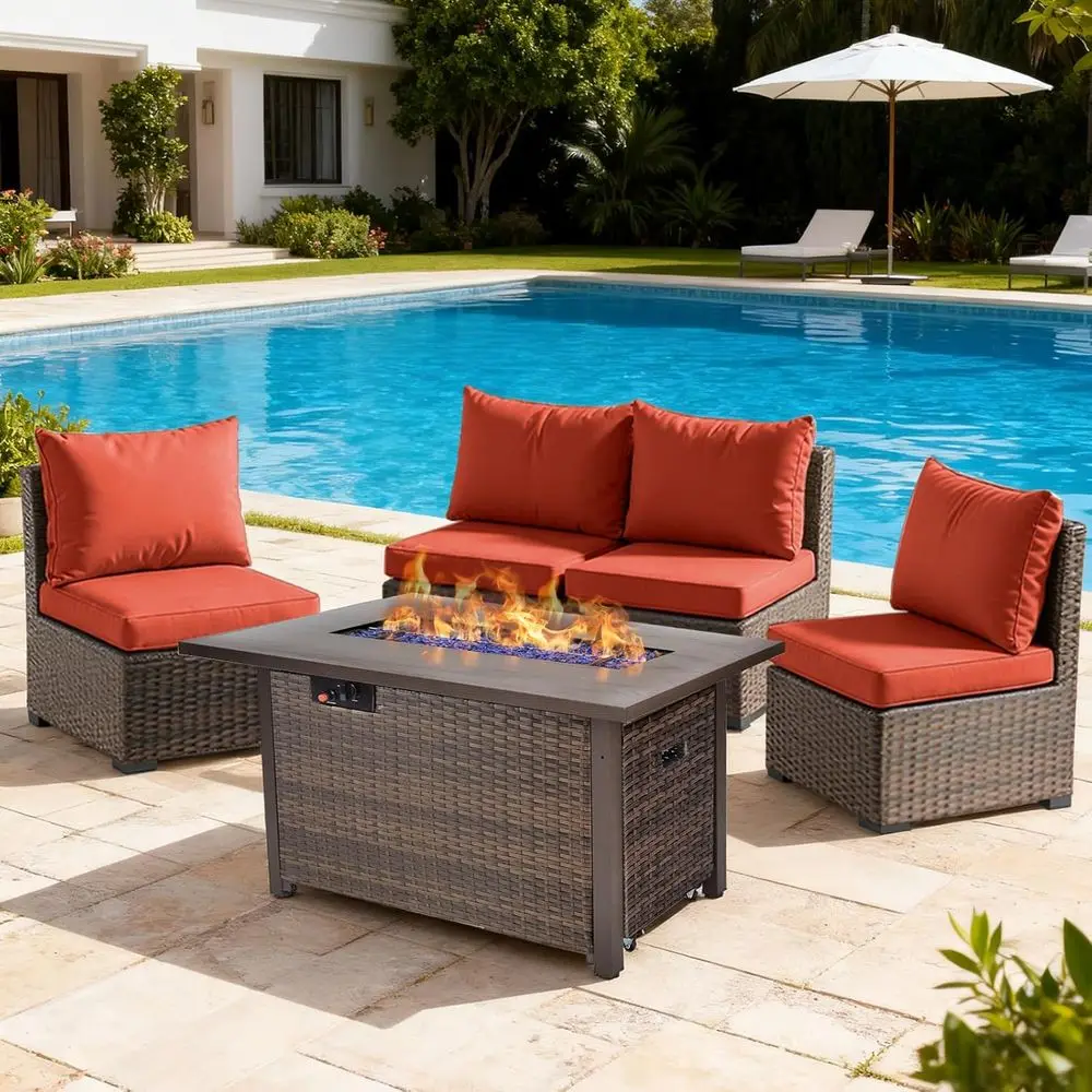 Outdoor Furniture Fire Pit Set - 5-Piece Patio Furniture Set with 42