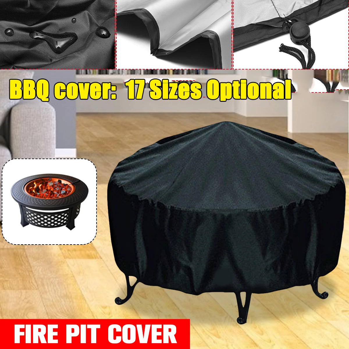 Outdoor Furniture Varnish - Waterproof Patio Fire Pit Cover Black