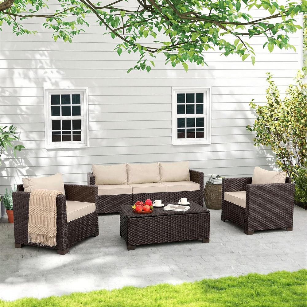 4-Piece Outdoor Patio Furnitur - đánh giá và giá Outdoor Furniture With Storage For Cushions