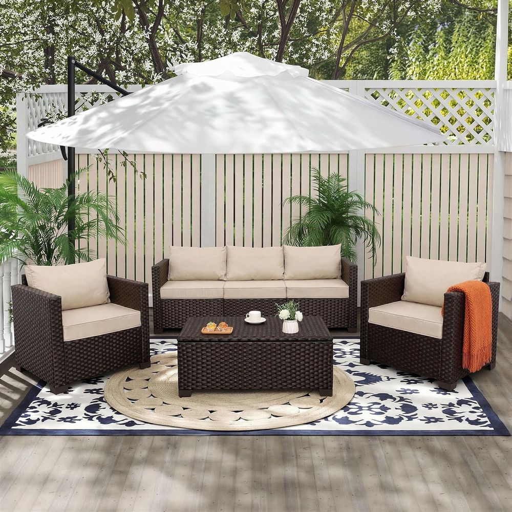 4-Piece Outdoor Patio Furnitur - đánh giá và giá Outdoor Furniture With Storage For Cushions