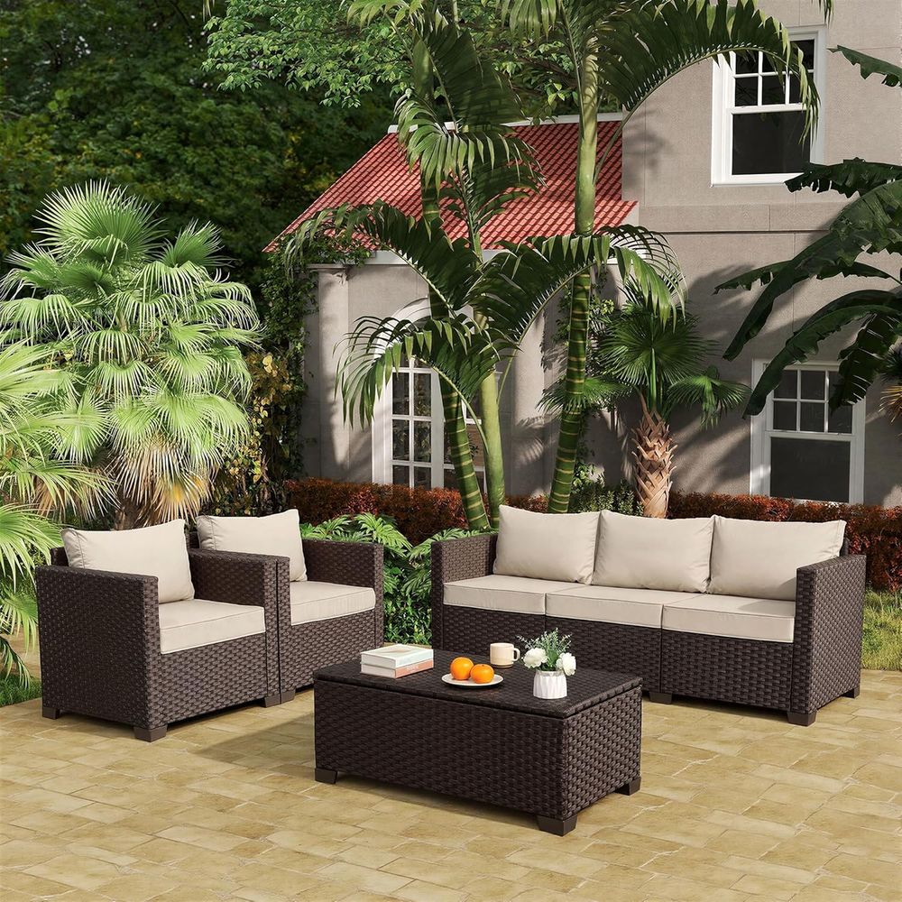 4-Piece Outdoor Patio Furnitur - đánh giá và giá Outdoor Furniture With Storage For Cushions