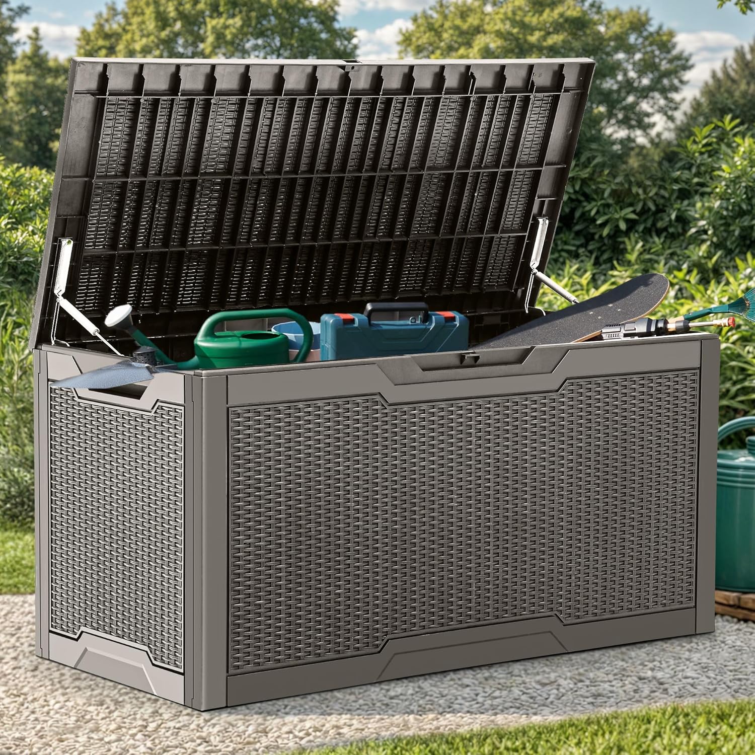 100 Gallon Large Deck Box, Out - đánh giá và giá Outdoor Furniture With Storage For Cushions