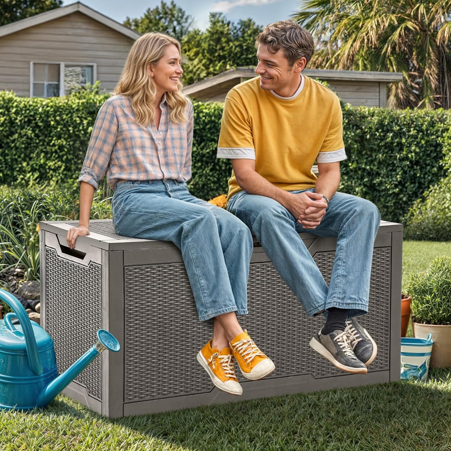100 Gallon Large Deck Box, Out - đánh giá và giá Outdoor Furniture With Storage For Cushions