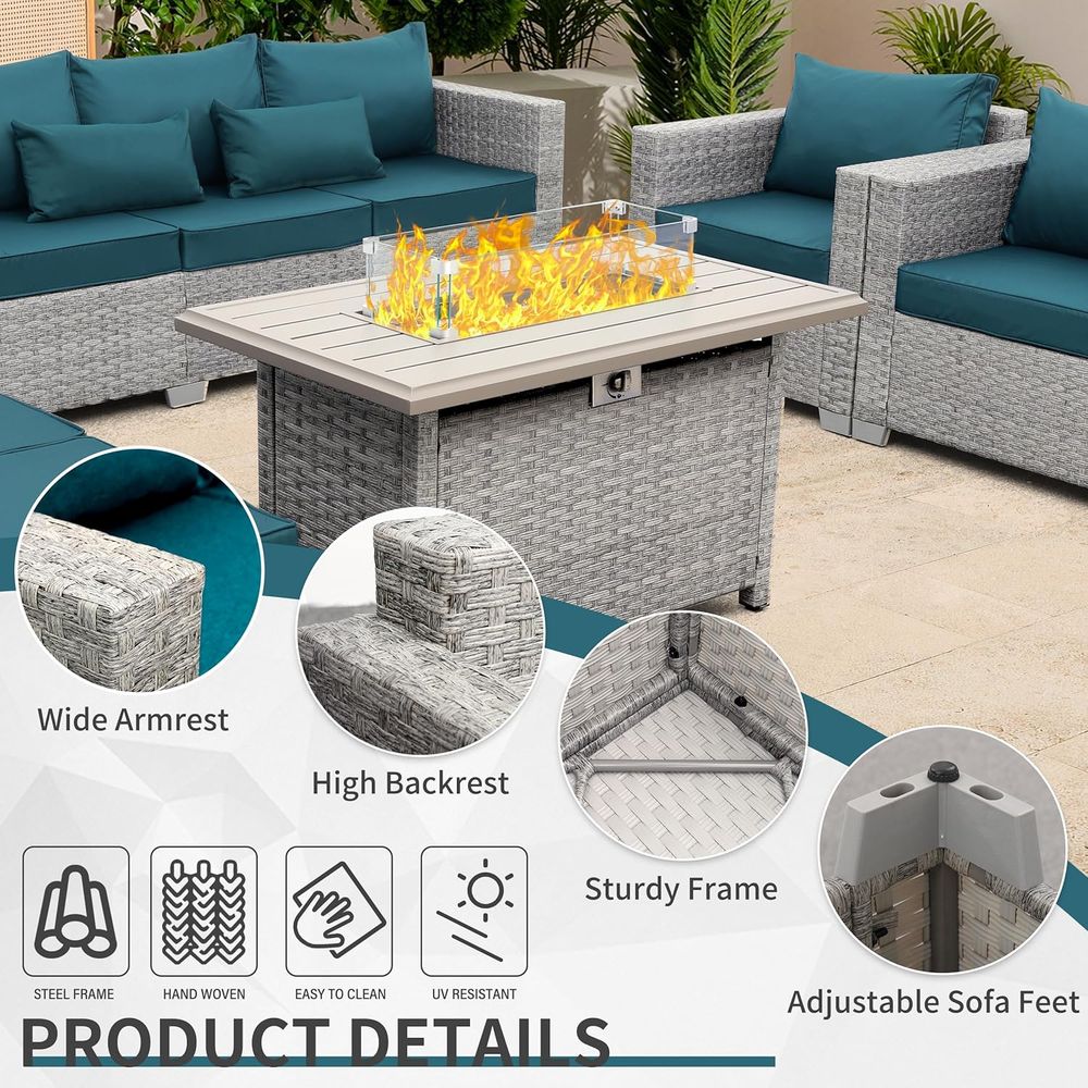6-Piece Grey Wicker Outdoor Pa - đánh giá và giá Outdoor Furniture Fire Pit Set
