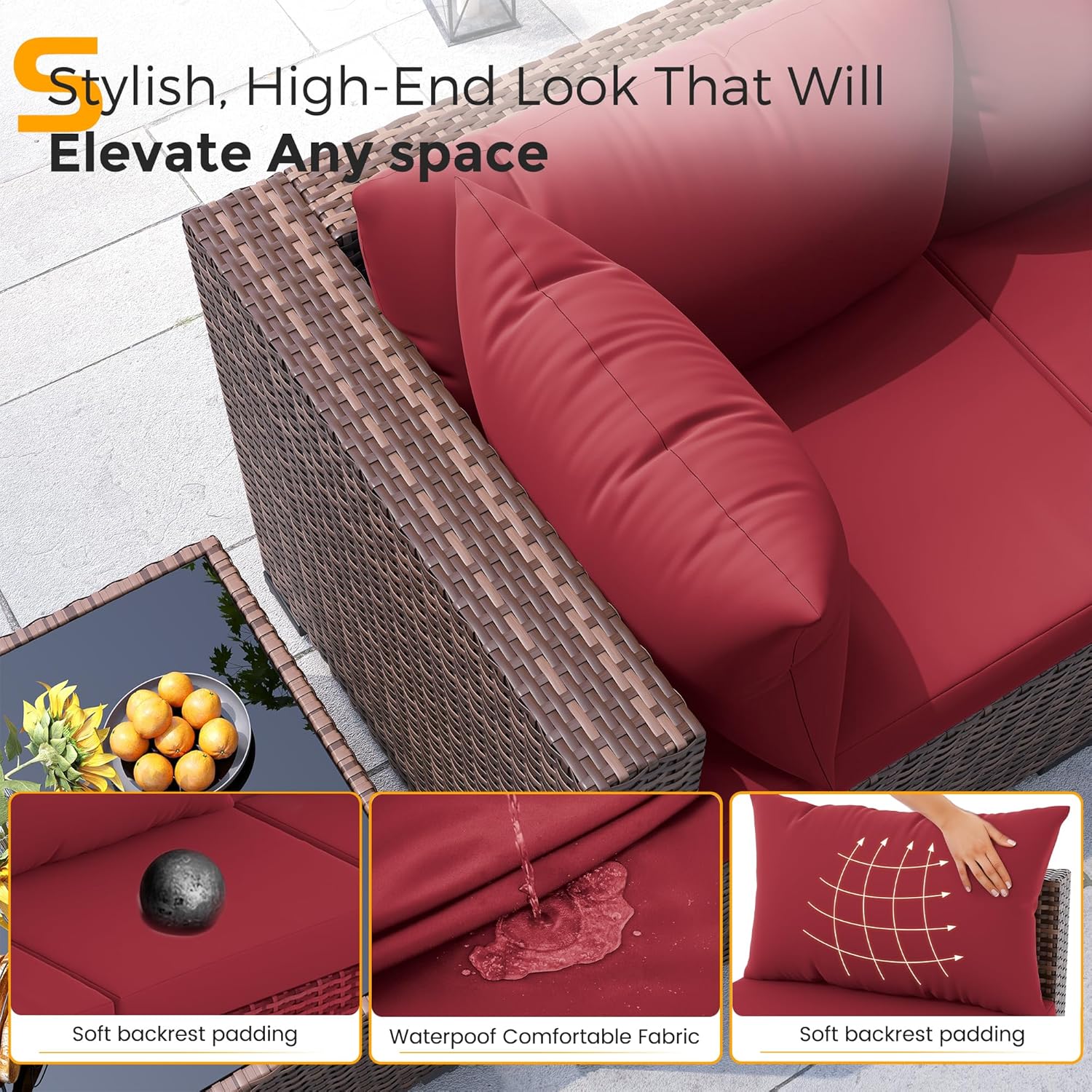 8pc All-Weather Wicker Section - đánh giá và giá Outdoor Furniture Fire Pit Set