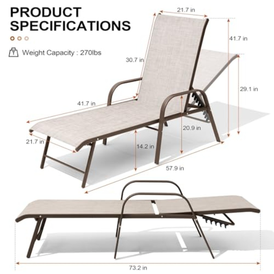 Outdoor Lounge Chair Set of 2  - đánh giá và giá Deck Chair Lounger