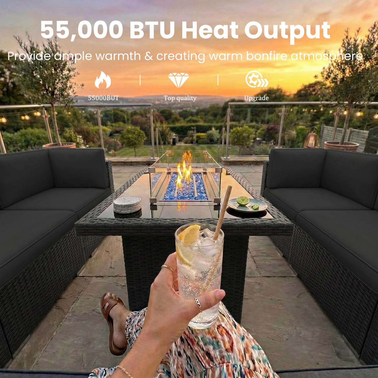 8 Pieces Patio Furniture Set w - đánh giá và giá Outdoor Furniture Fire Pit Set