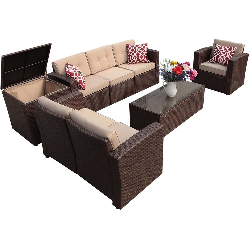 8-Piece Outdoor Patio Furnitur - đánh giá và giá Outdoor Furniture With Storage For Cushions