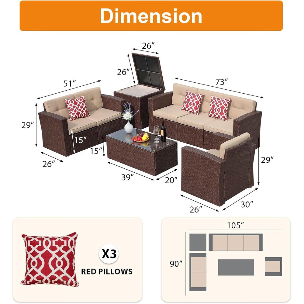 8-Piece Outdoor Patio Furnitur - đánh giá và giá Outdoor Furniture With Storage For Cushions