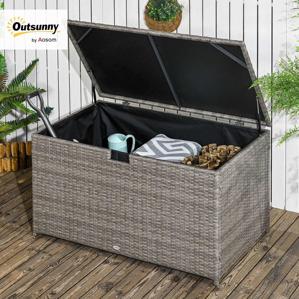 Gray 113 Gallon Rattan Outdoor - đánh giá và giá Outdoor Furniture With Storage For Cushions