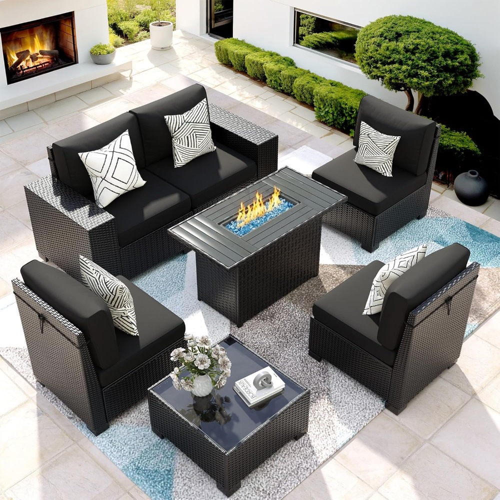 7 Piece Outdoor Sectional Sofa - đánh giá và giá Outdoor Furniture Fire Pit Set