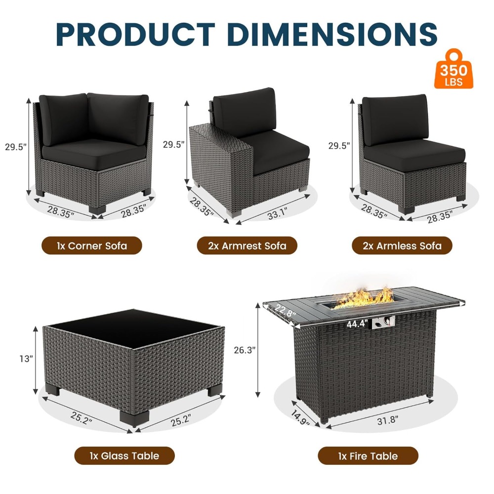 7 Piece Outdoor Sectional Sofa - đánh giá và giá Outdoor Furniture Fire Pit Set