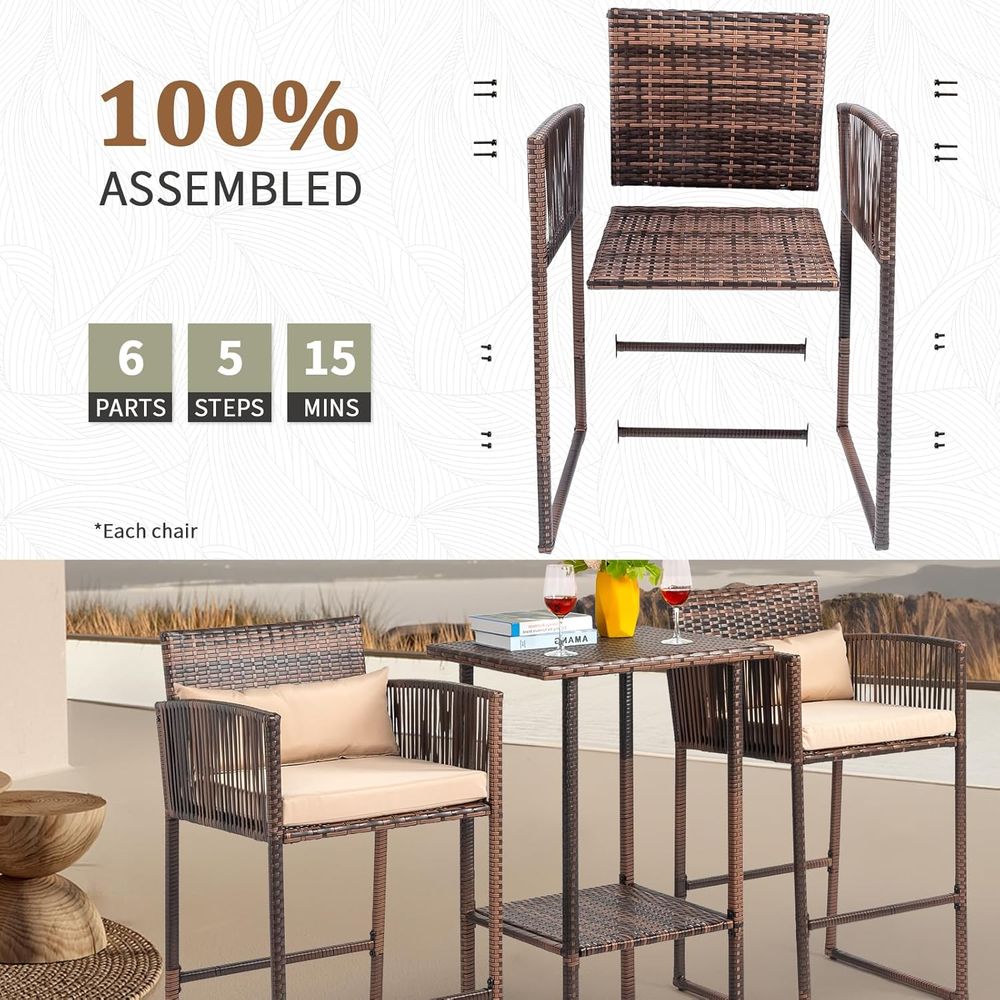 Outdoor Patio Bar Set with Wic - đánh giá và giá Outdoor Furniture With Storage For Cushions