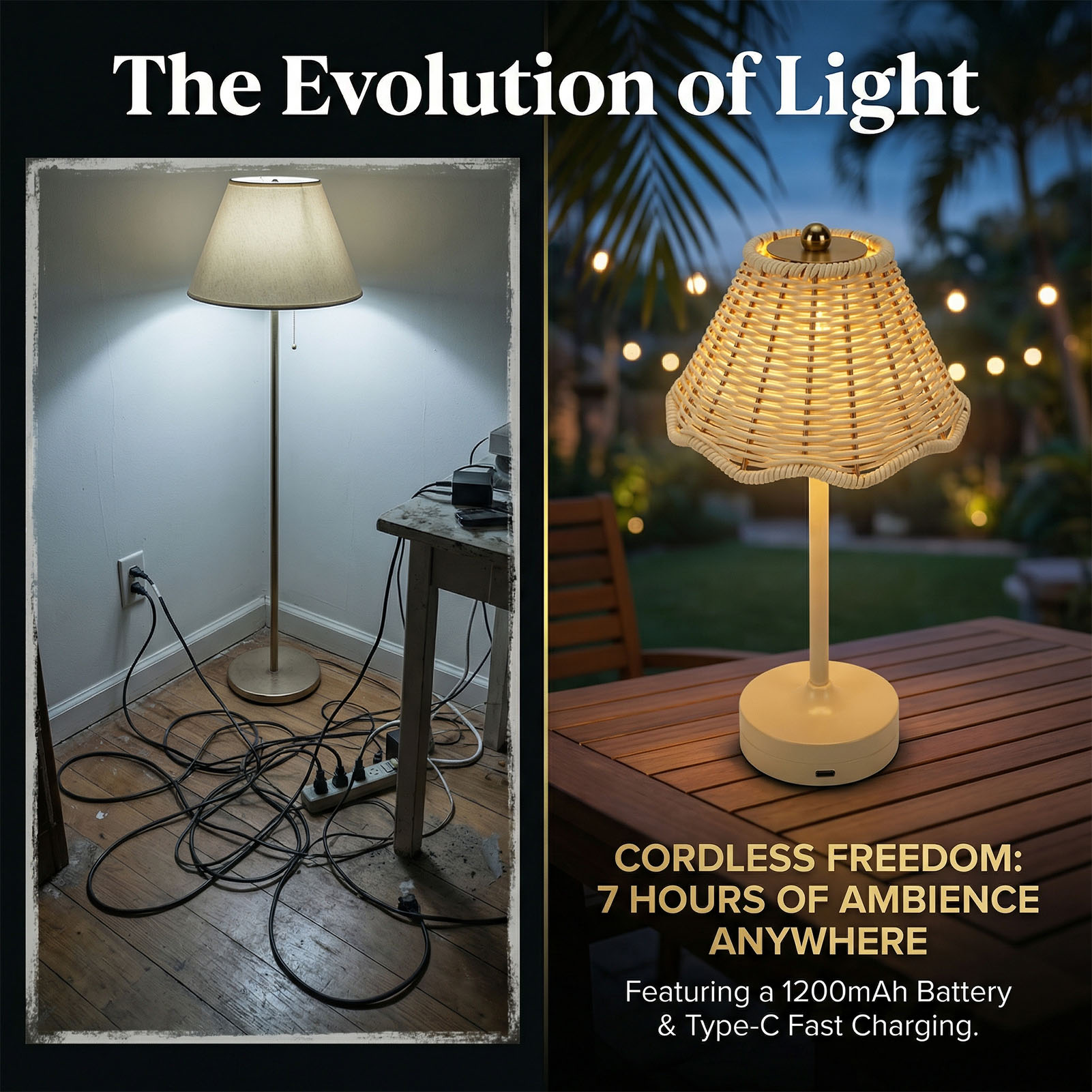 LED Vintage Rattan Table Lamp  - đánh giá và giá Outdoor Furniture Rh