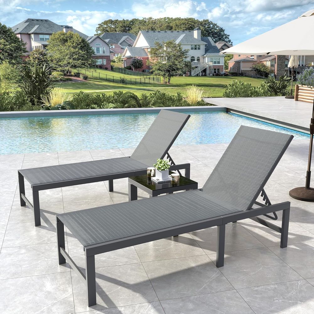 Chair Set o 2 with Table Pool  - đánh giá và giá Deck Chair Lounger