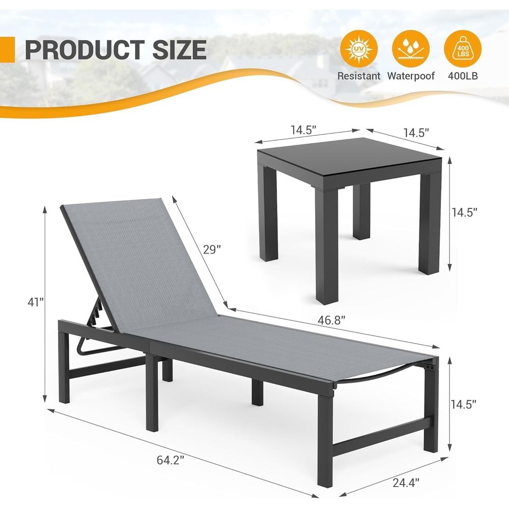 Chair Set o 2 with Table Pool  - đánh giá và giá Deck Chair Lounger