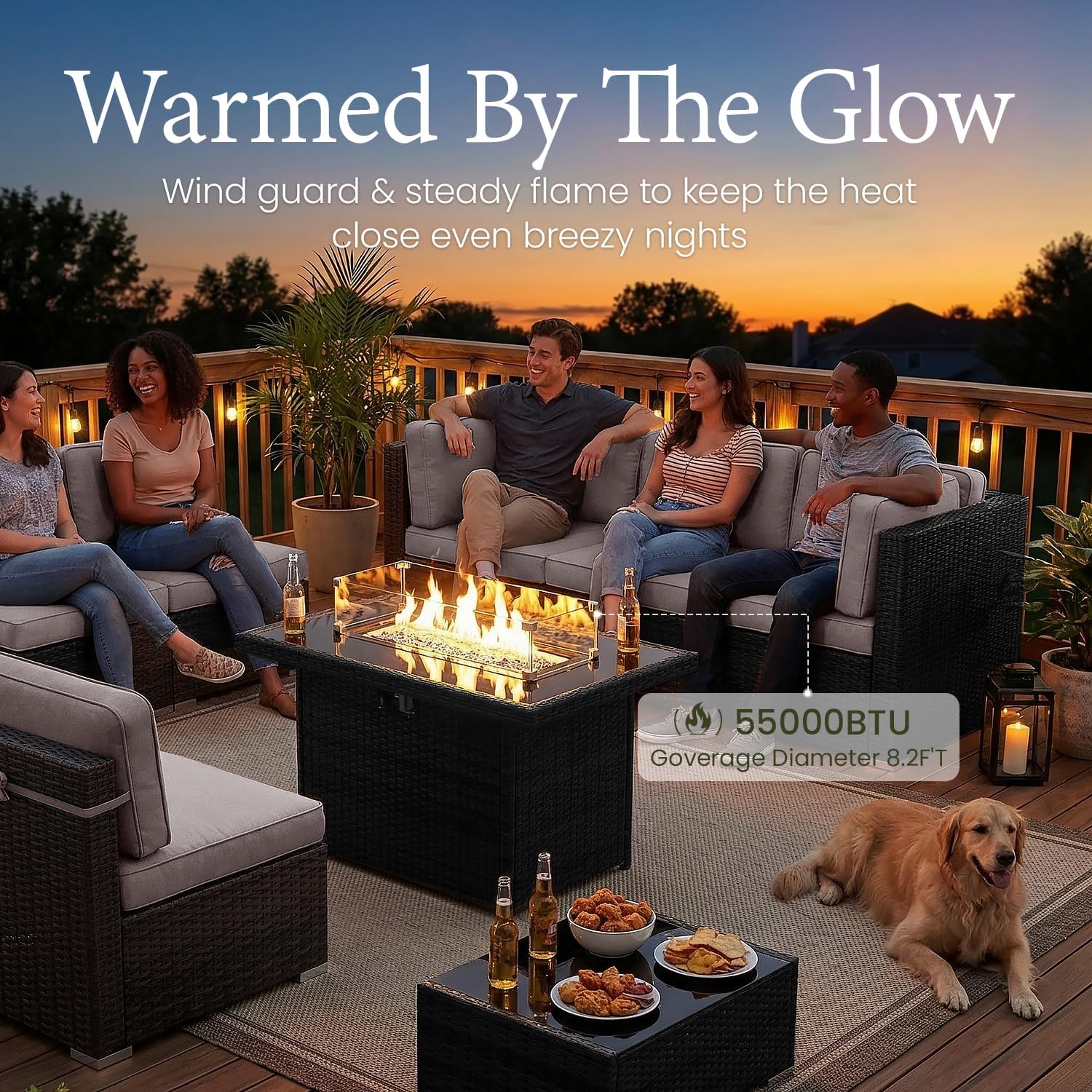 15 Piece Patio Furniture Set w - đánh giá và giá Outdoor Furniture Fire Pit Set