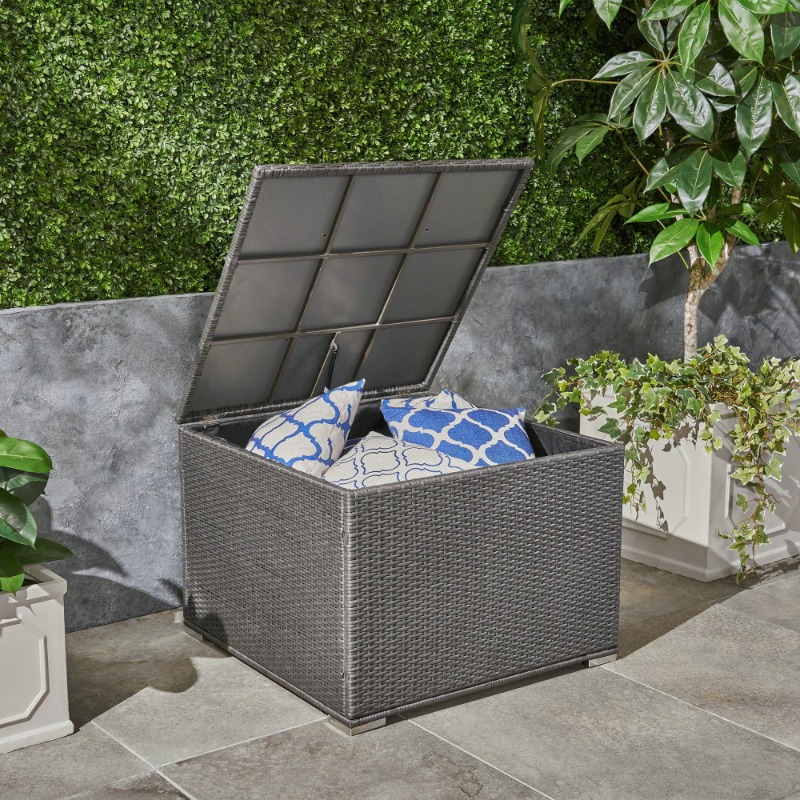 Dark Gray Rattan Outdoor Stora - đánh giá và giá Outdoor Furniture With Storage For Cushions
