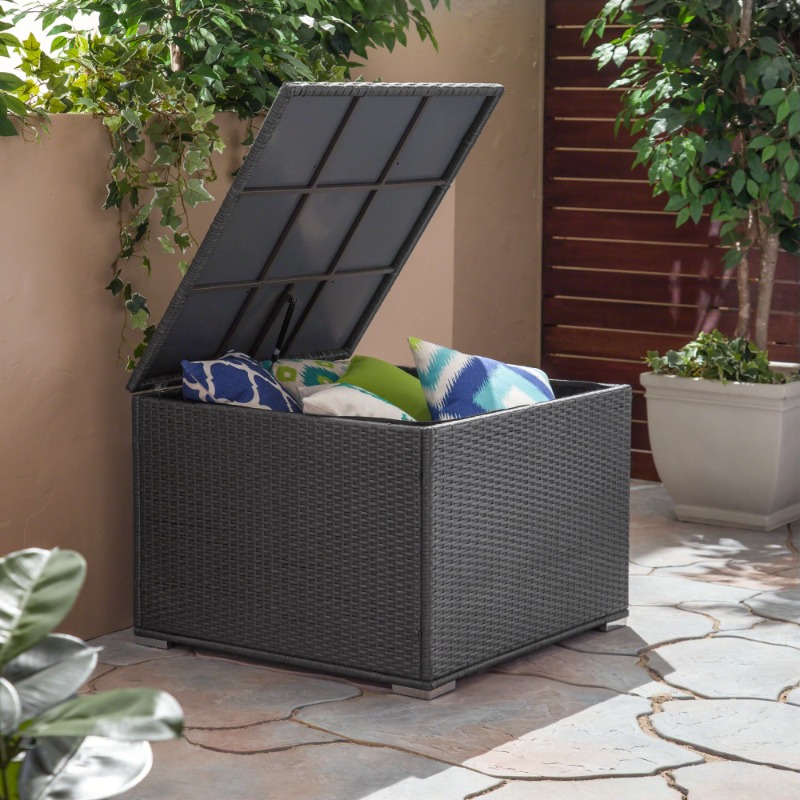 Dark Gray Rattan Outdoor Stora - đánh giá và giá Outdoor Furniture With Storage For Cushions