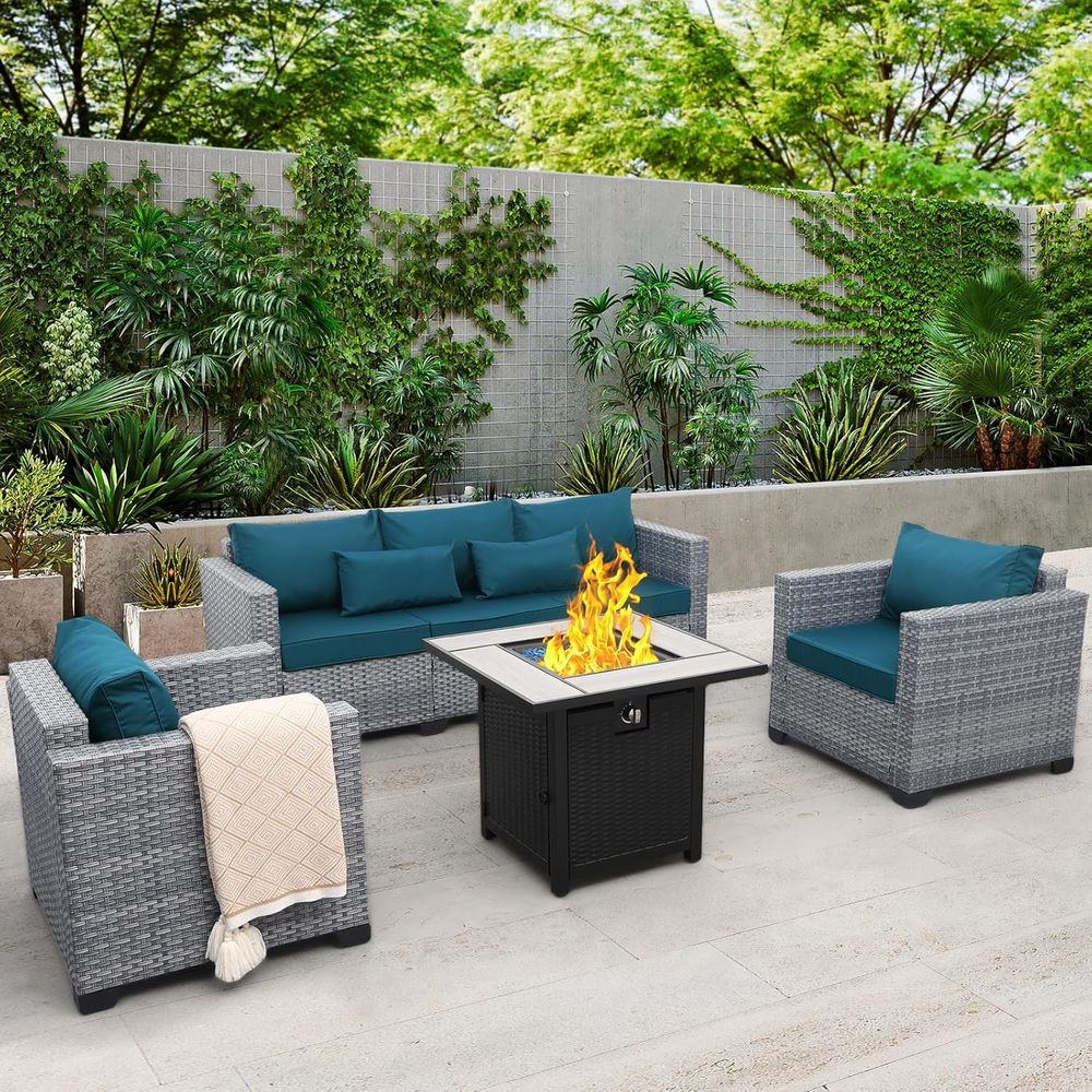 4-Piece Outdoor Wicker Patio F - đánh giá và giá Outdoor Furniture Fire Pit Set