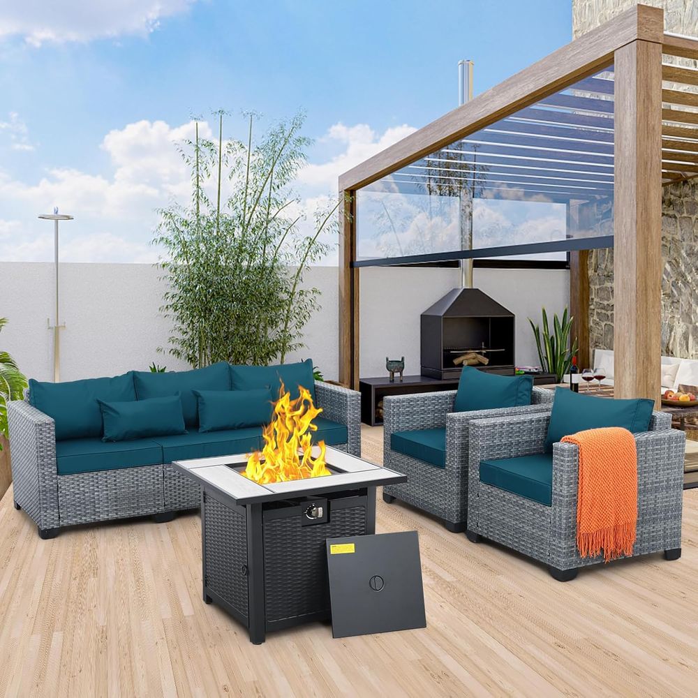 4-Piece Outdoor Wicker Patio F - đánh giá và giá Outdoor Furniture Fire Pit Set