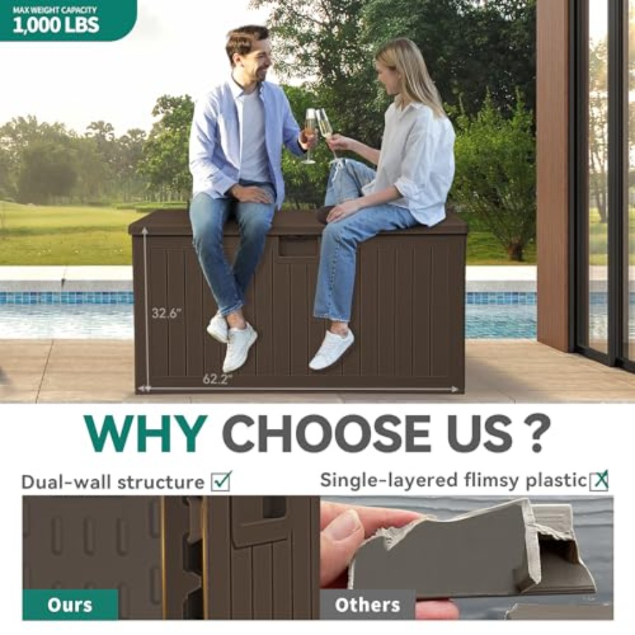 XXL Large Deck Box, Outdoor St - đánh giá và giá Outdoor Furniture With Storage For Cushions