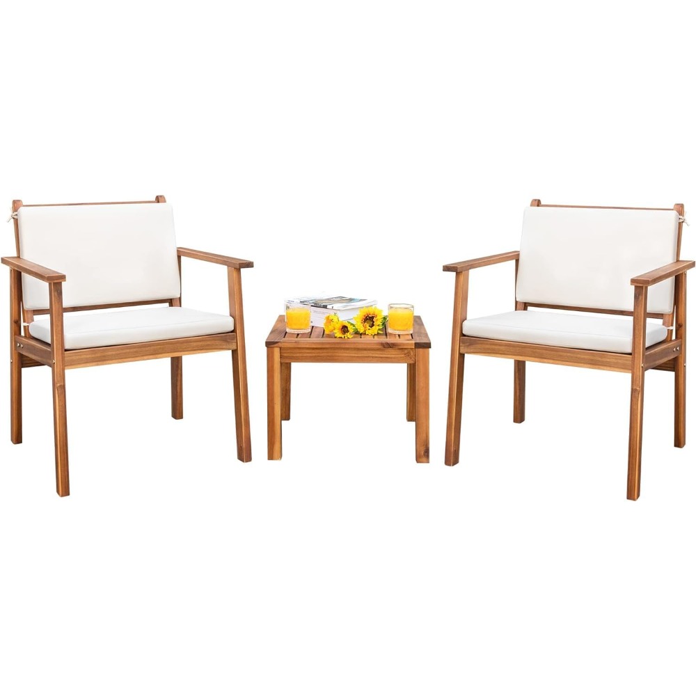 Patio Set 3 Piece Acacia Wood  - đánh giá và giá Outdoor Furniture Cushions 22 X 22