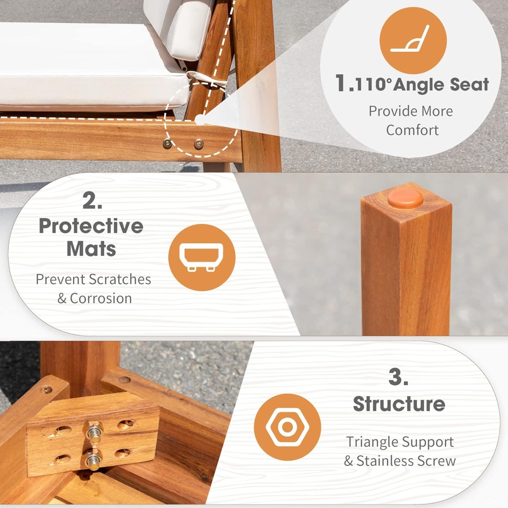 Patio Set 3 Piece Acacia Wood  - đánh giá và giá Outdoor Furniture Cushions 22 X 22