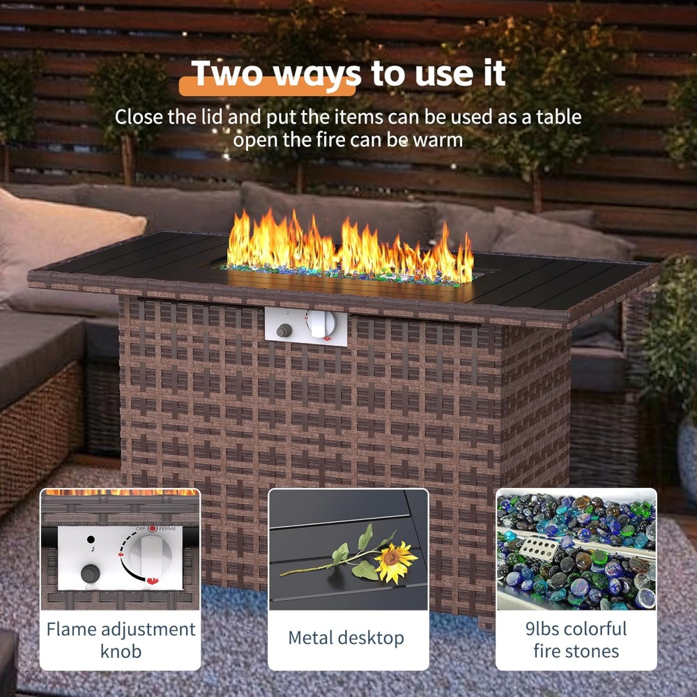 Sectional Sofa Set with Fire P - đánh giá và giá Outdoor Furniture Fire Pit Set