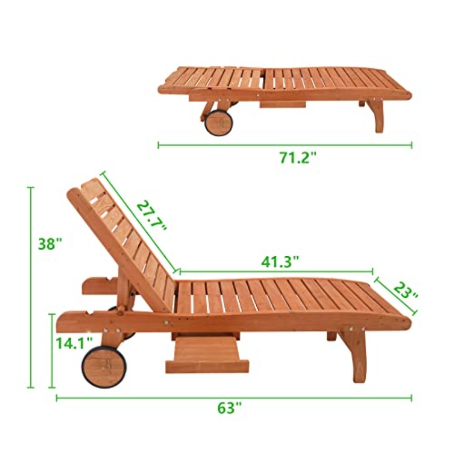 62 Outdoor Wooden Chaise Loung - đánh giá và giá Deck Chair Lounger
