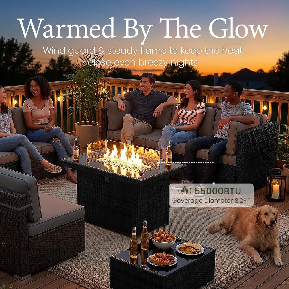 15 Piece Patio Furniture Set w - đánh giá và giá Outdoor Furniture Fire Pit Set